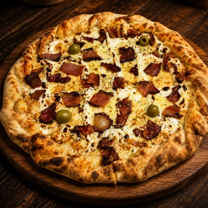 Pizza Frango com Cream Cheese e Bacon